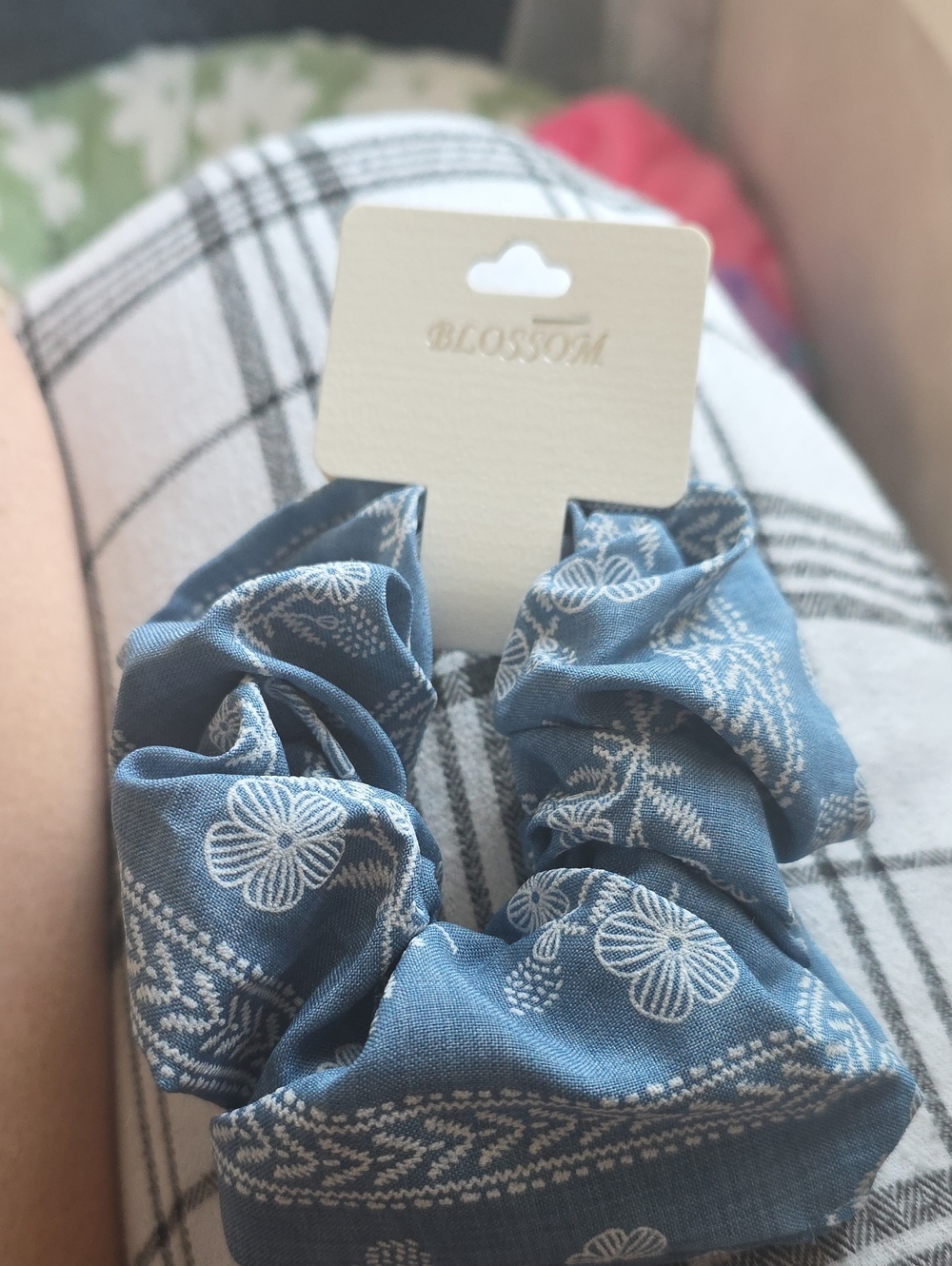 Blossom Blue Floral Bandana Scrunchie
